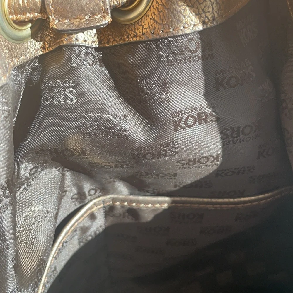 Michael Kors leather bronze brown metallic brown shoulder bag